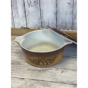 Vintage MCM Pyrex Butterscotch Old Orchard 15-073 Baking Casserole Dish